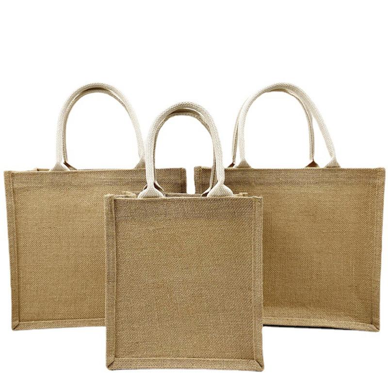 Unprinted Linen Handbag Good Product Companion Gift Linen Hemp Jute Shopping Bag