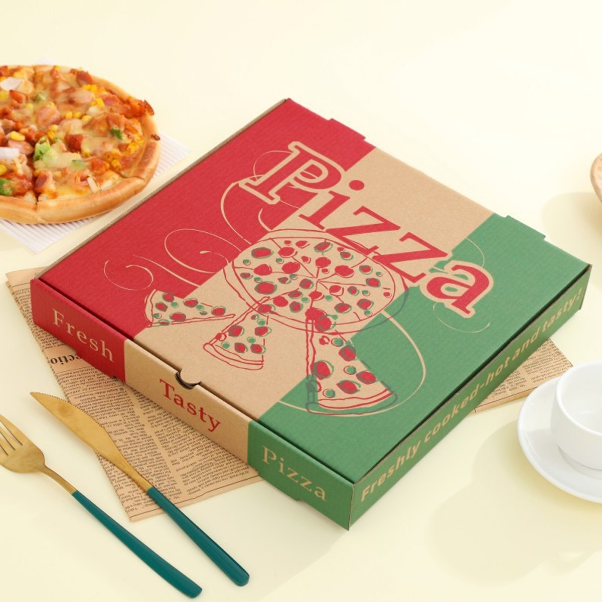 Pizza Boxes Durable Cardboard Food Storage Containers 50PCS