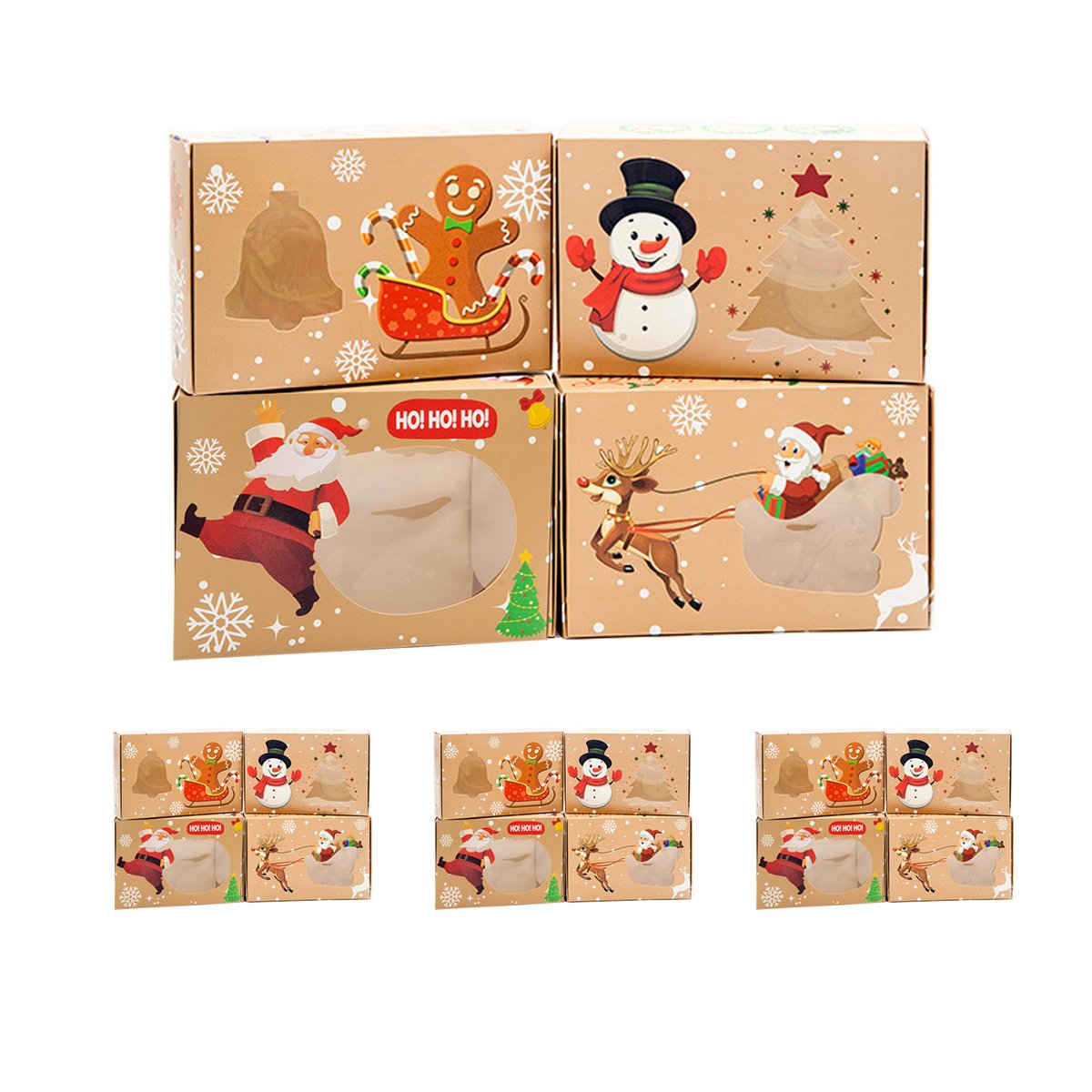 Food-Grade Cardboard Christmas Candy Boxes with Window for Holiday Treats 12 pcs