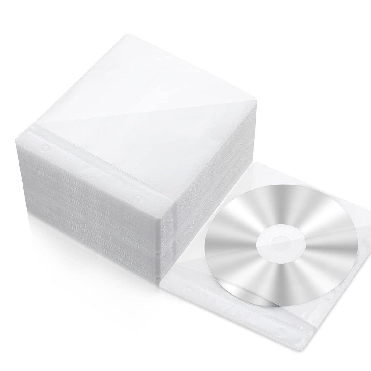 Premium White CD DVD Double Sided Plastic Sleeves 100PCS