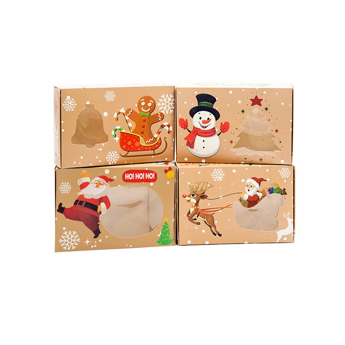 Food-Grade Cardboard Christmas Candy Boxes with Window for Holiday Treats 12 pcs