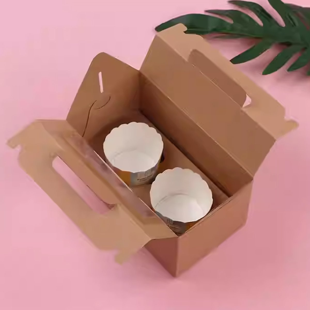 Food-Grade Cardboard Portable Cupcake Packaging Boxes with Window 25pcs