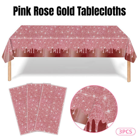 Rose Gold Theme Disposable Waterproof PE Tablecloth Can Be Used As Background Cloth