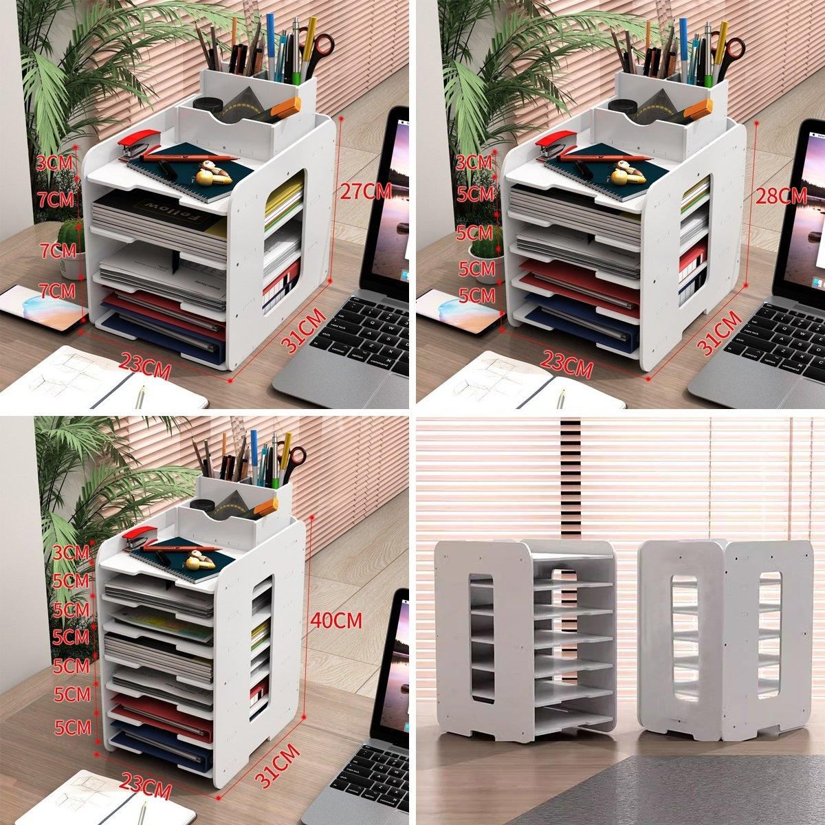 File Storage Rack 4-6 Tiers | Office Organiser with Pen Holder ...