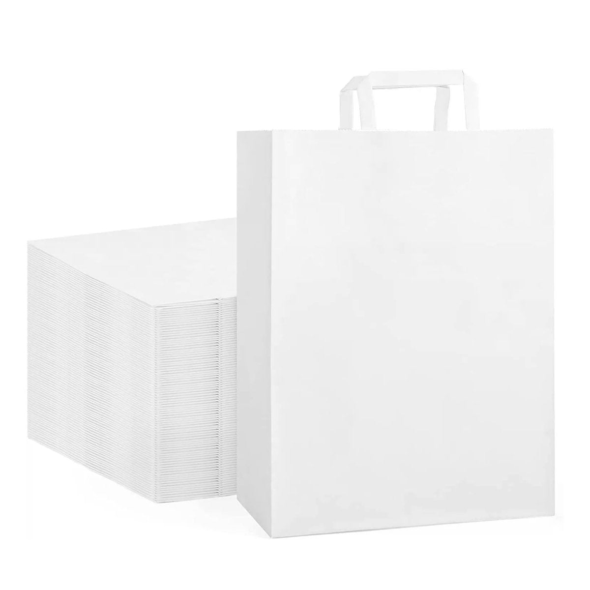 Kraft Paper Bags Take-away Packing Handbag White 50PCS