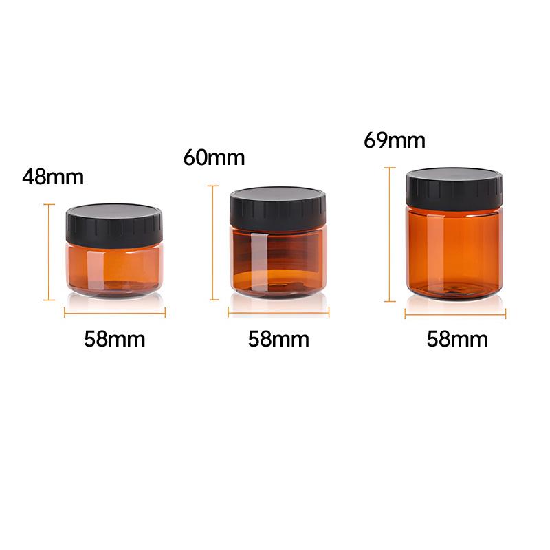 High-Quality PET Plastic Wide Mouth Brown Cream Bottles for Skincare 10pcs