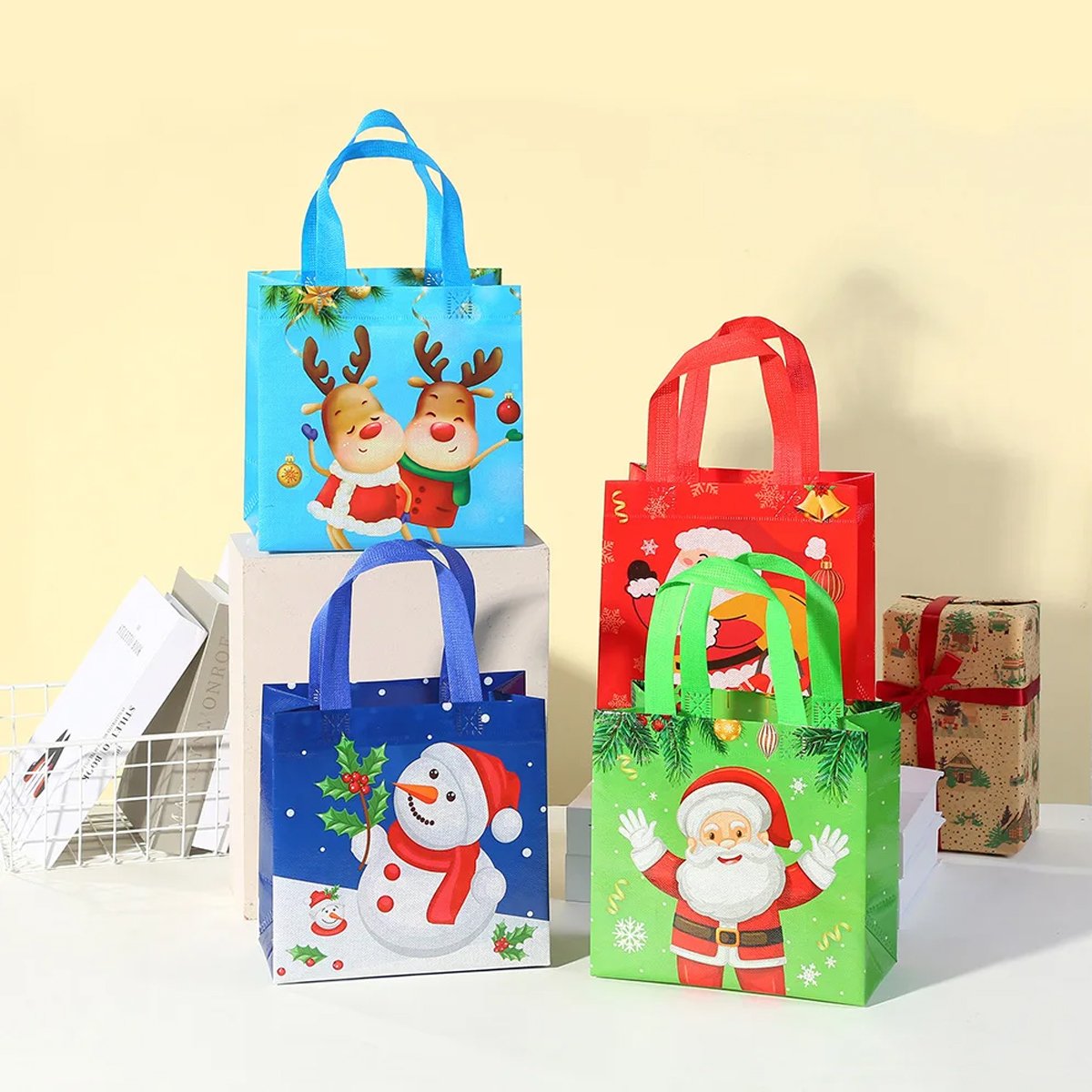 25pcs Non-Woven Birthday Gift Storage Bag Foldable Waterproof Christmas Handbag