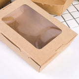 50pcs Kraft Paper Take Out Box Salad Fried Chicken Lunch Box with Open Window