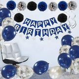 Blue Birthday Banner Balloon Set 47PCS