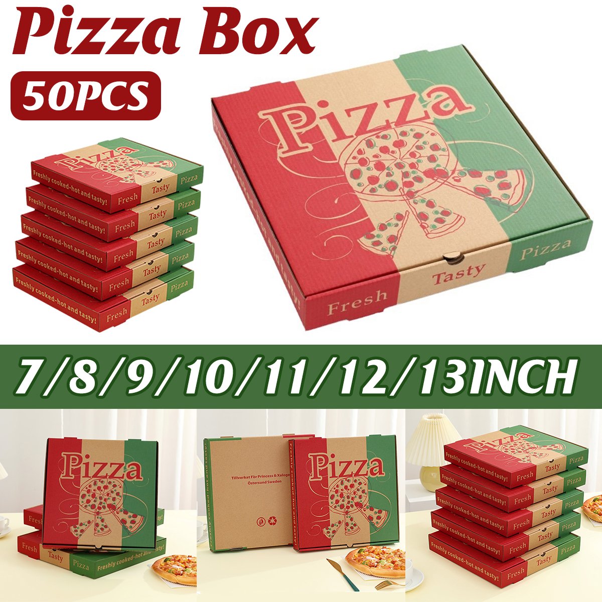 Pizza Boxes Cardboard Food Storage Containers 50PCS