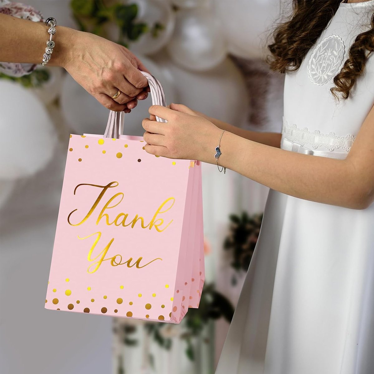 25pcs Reusable Kraft Paper Tote Bags for Wedding Birthday Party Gift Favour Bags