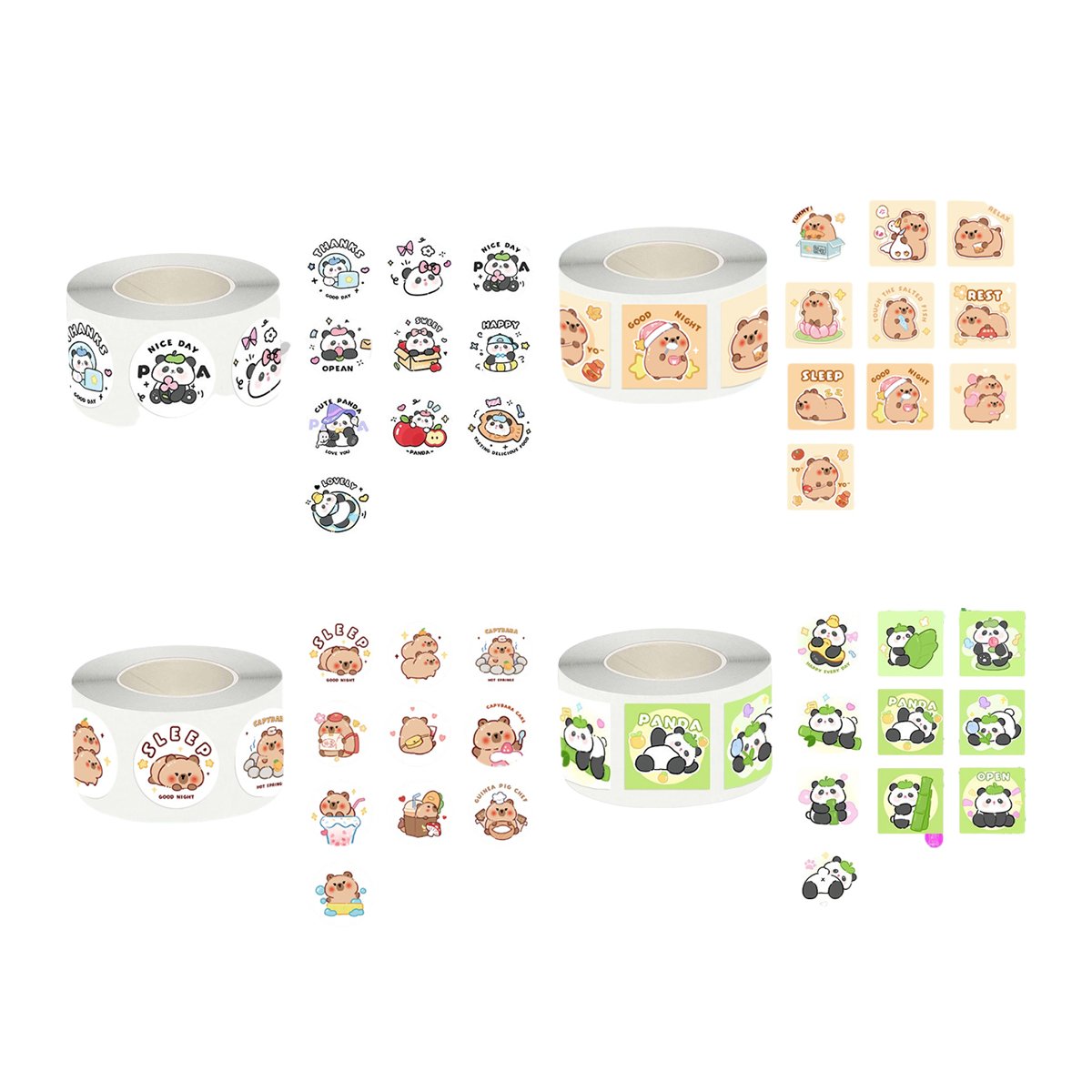 5Rolls Kapibara Seal Stickers Cute Cartoon DIY Decorative Hand Account Stickers