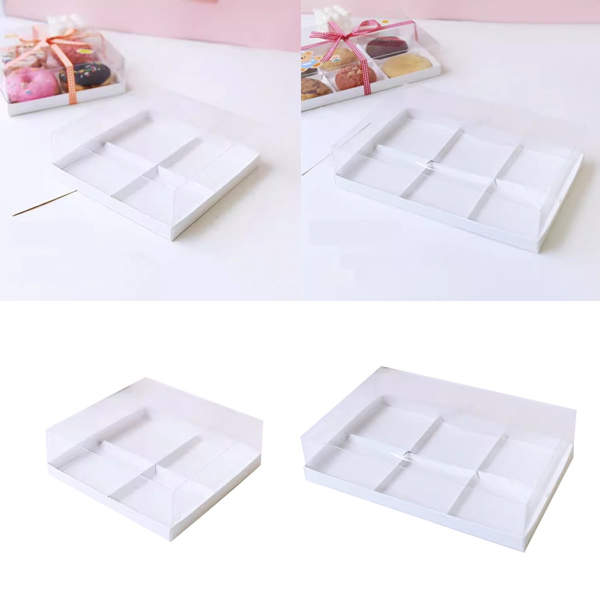 Pastry Packing Small Cake Box With Clear Lids For Donut Mousse Puffs 20pcs