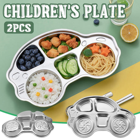 Children Stainless Steel Dinner Plate 2PCS