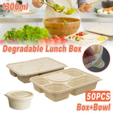 50pcs Degradable Corn Starch Lunch Box Eco-Friendly Biodegradable Food Container