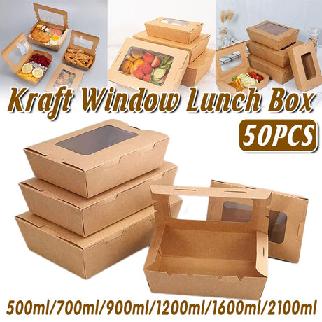 50pcs Kraft Paper Take Out Box