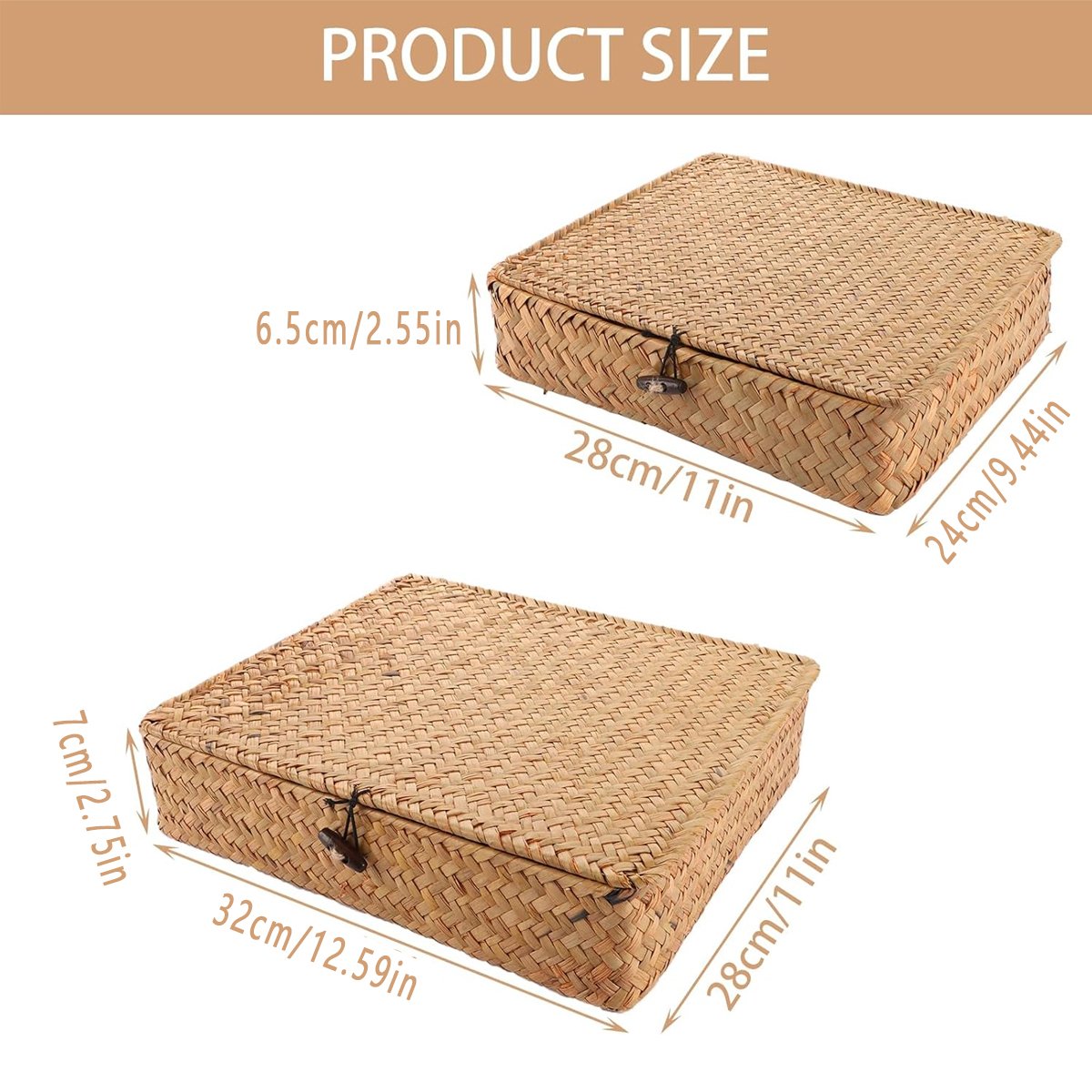 Storage Basket with Lid Organising Box 2PCS