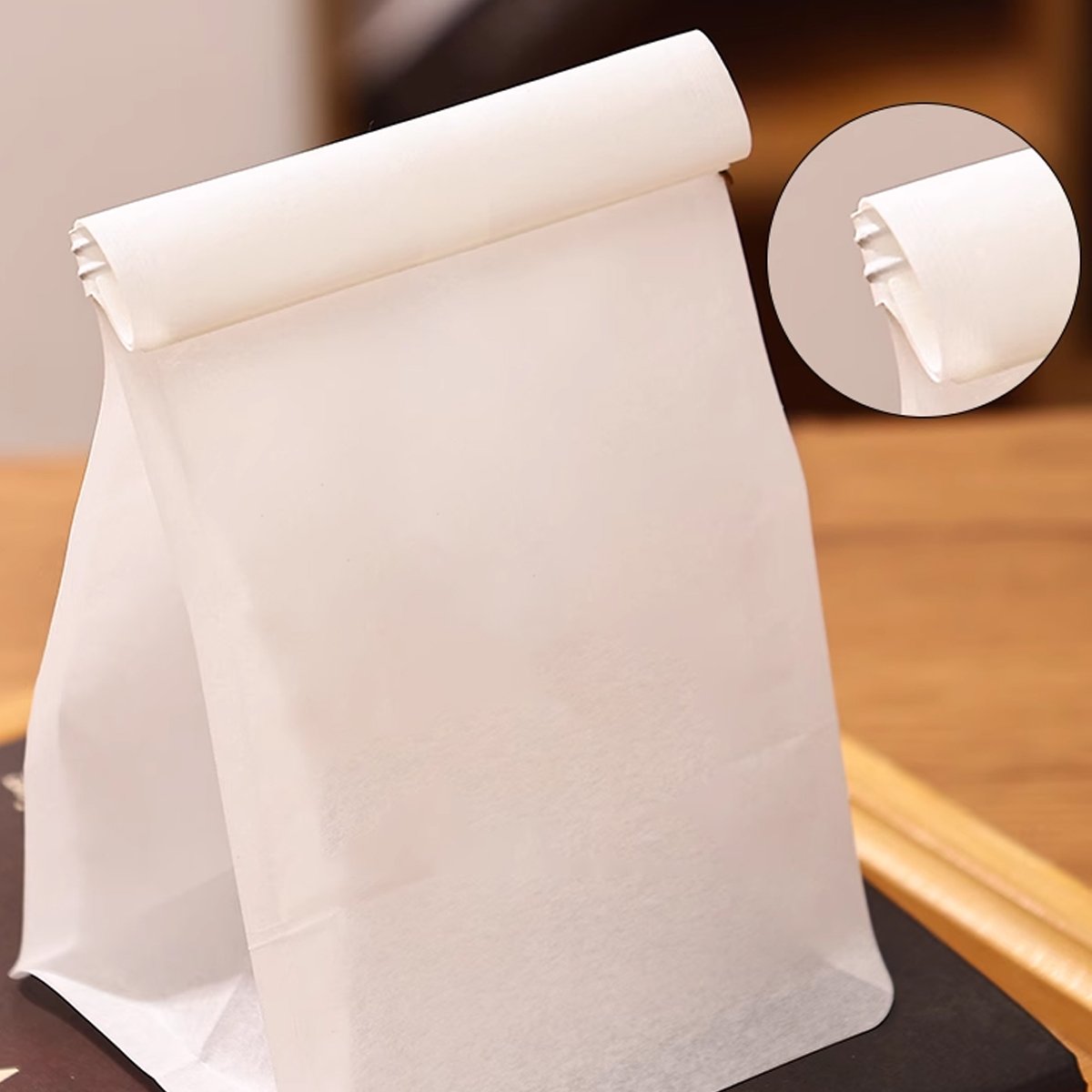 50PCS Oil-proof Paper Bread Bag Self-standing Baking Packaging Fresh Seal Bag