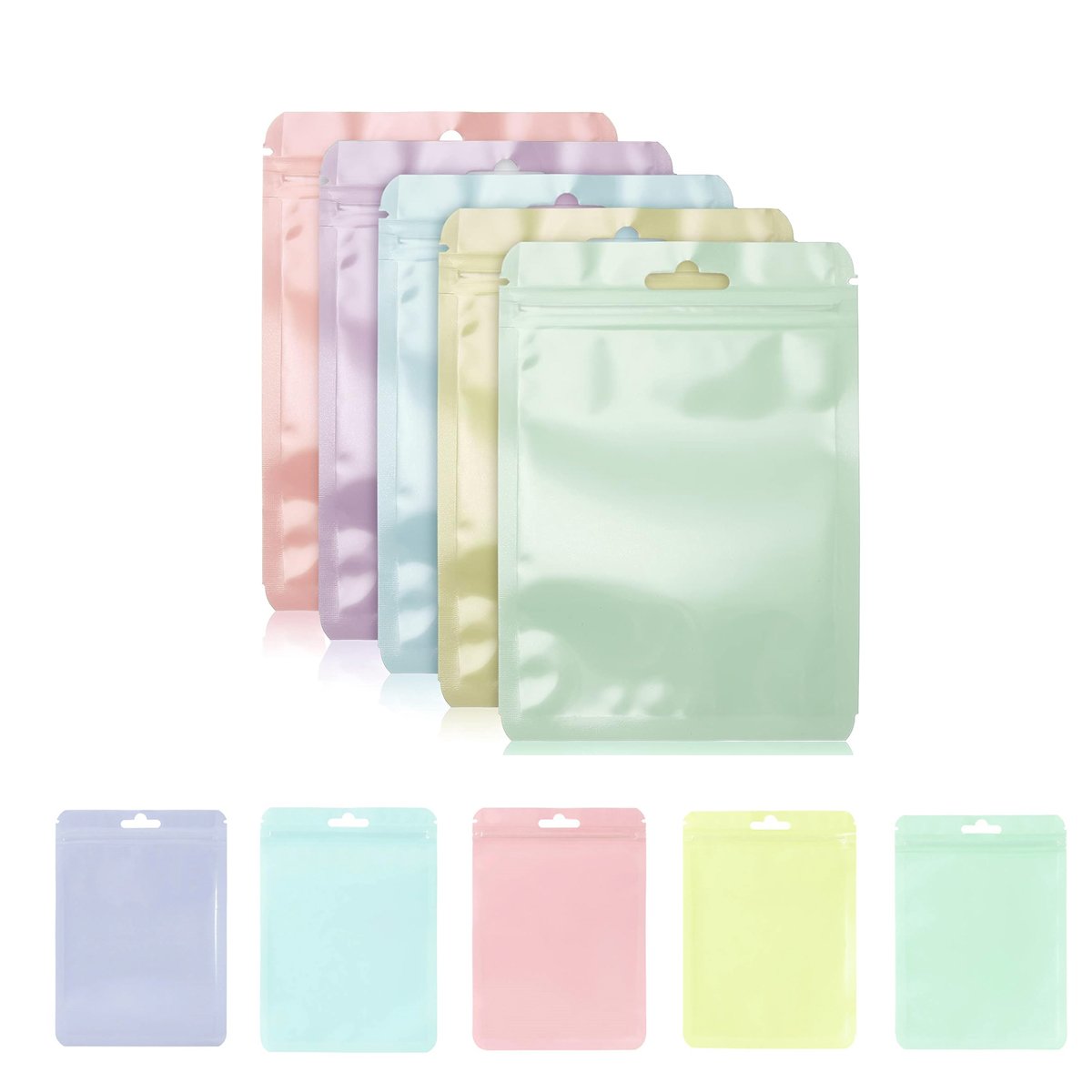 100pcs Macaron Colour Zip Lock Bags Transparent Seal Pouches for Makeup Brushes