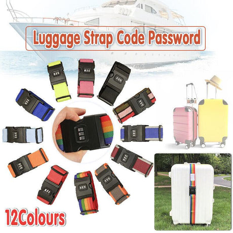 Luggage Strap Code Password Travel Suitcase Secure Lock Safe Nylon Packing Belt