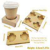 100pcs Corrugated Coffee Cup Holder with Thick Kraft Paper Base for Drinks