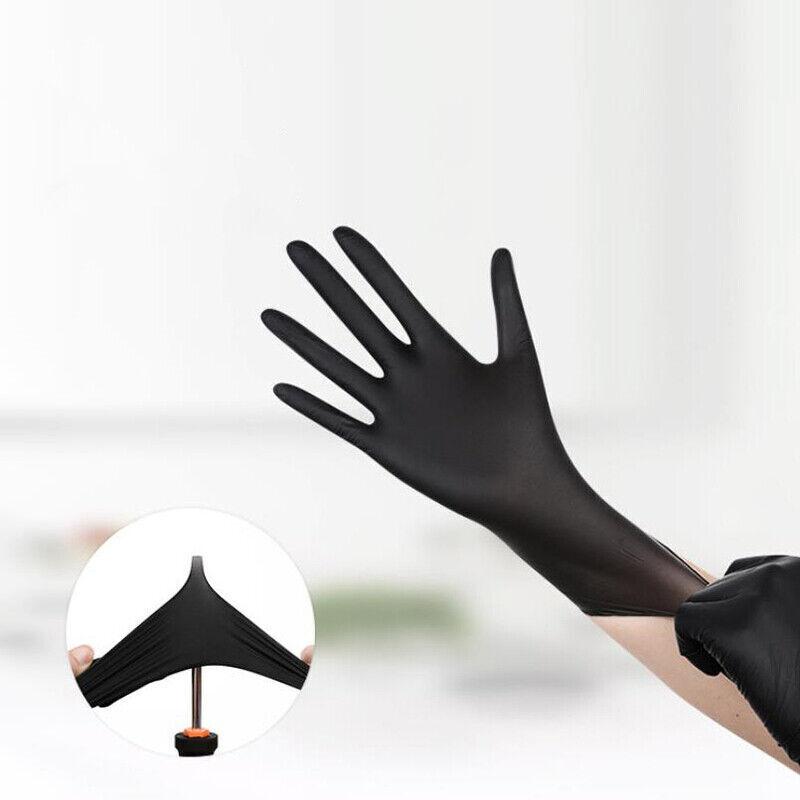 Thick Black Nitrile Gloves Industrial Mechanic Tattoo Tradie Rubber Protection 100PCS