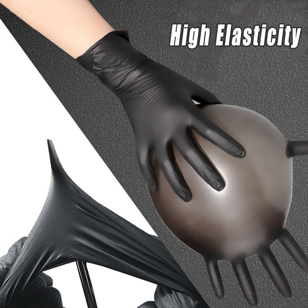 50Pairs Black Nitrile Gloves for Hairdresser Mechanic Chemical Safe Latex Free