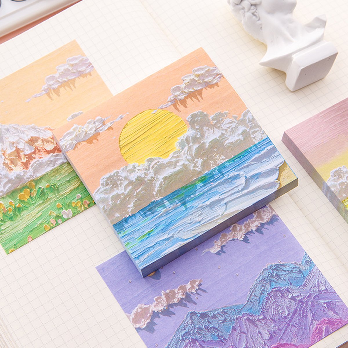 800 Sheets Colorful Oil Painting Sticky Notes Memo Pads Self-Adhesive Notes