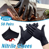 50Pairs Black Nitrile Gloves for Hairdresser Mechanic Chemical Safe Latex Free