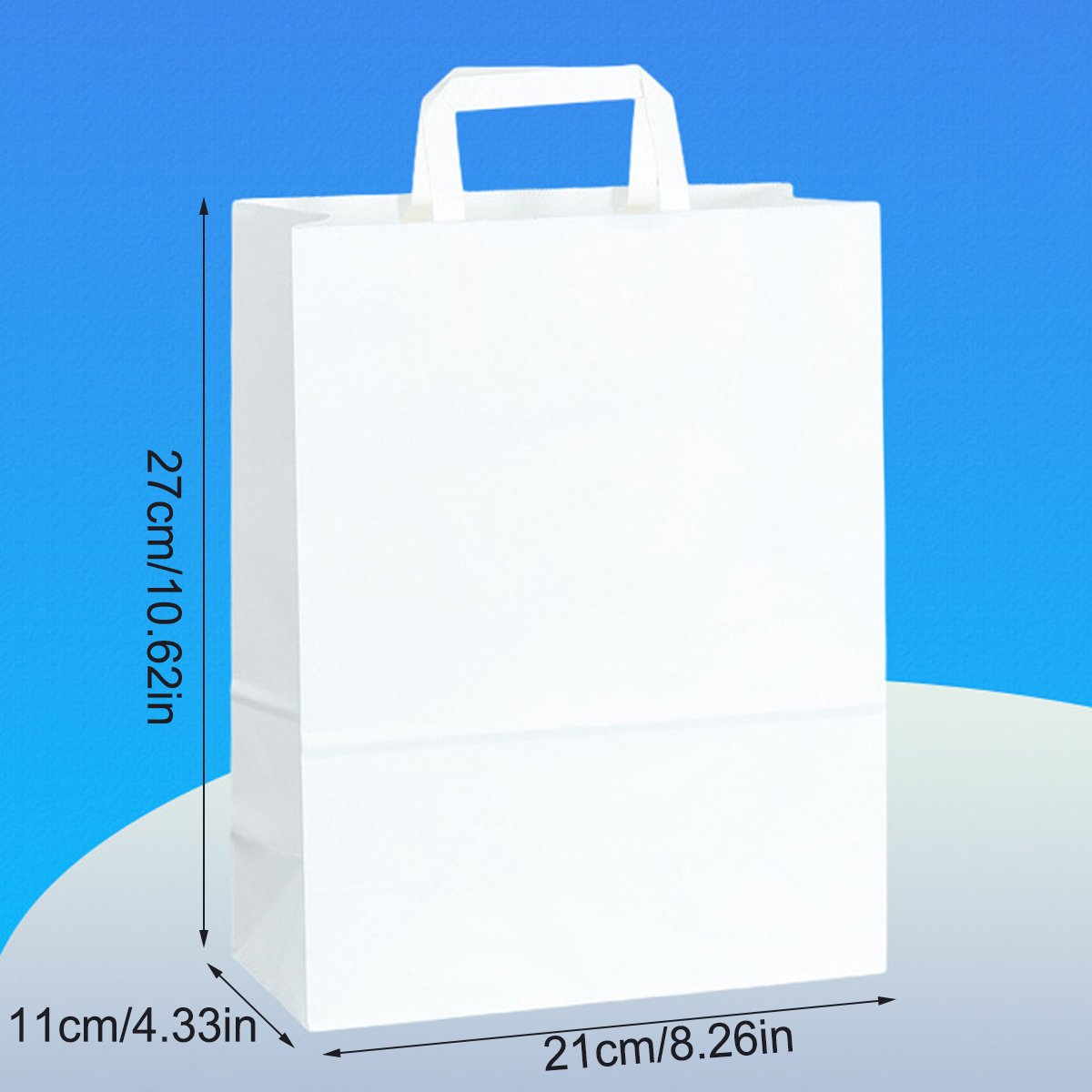 Kraft Paper Bags Take-away Packing Handbag White 50PCS