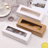 50PCS Set Kraft Paper Macaron Box with Transparent Window Cookie Candy Packaging