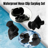 Waterproof Silicone Swimming Earplug Set  Soundproof Earplugs with Nose Clip Black 1 Pair of