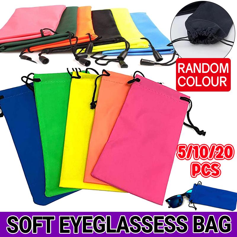 5PCS Cleaning Clothes Sunglasses Pouch Glasses Case Soft Eyeglasses Bag Random