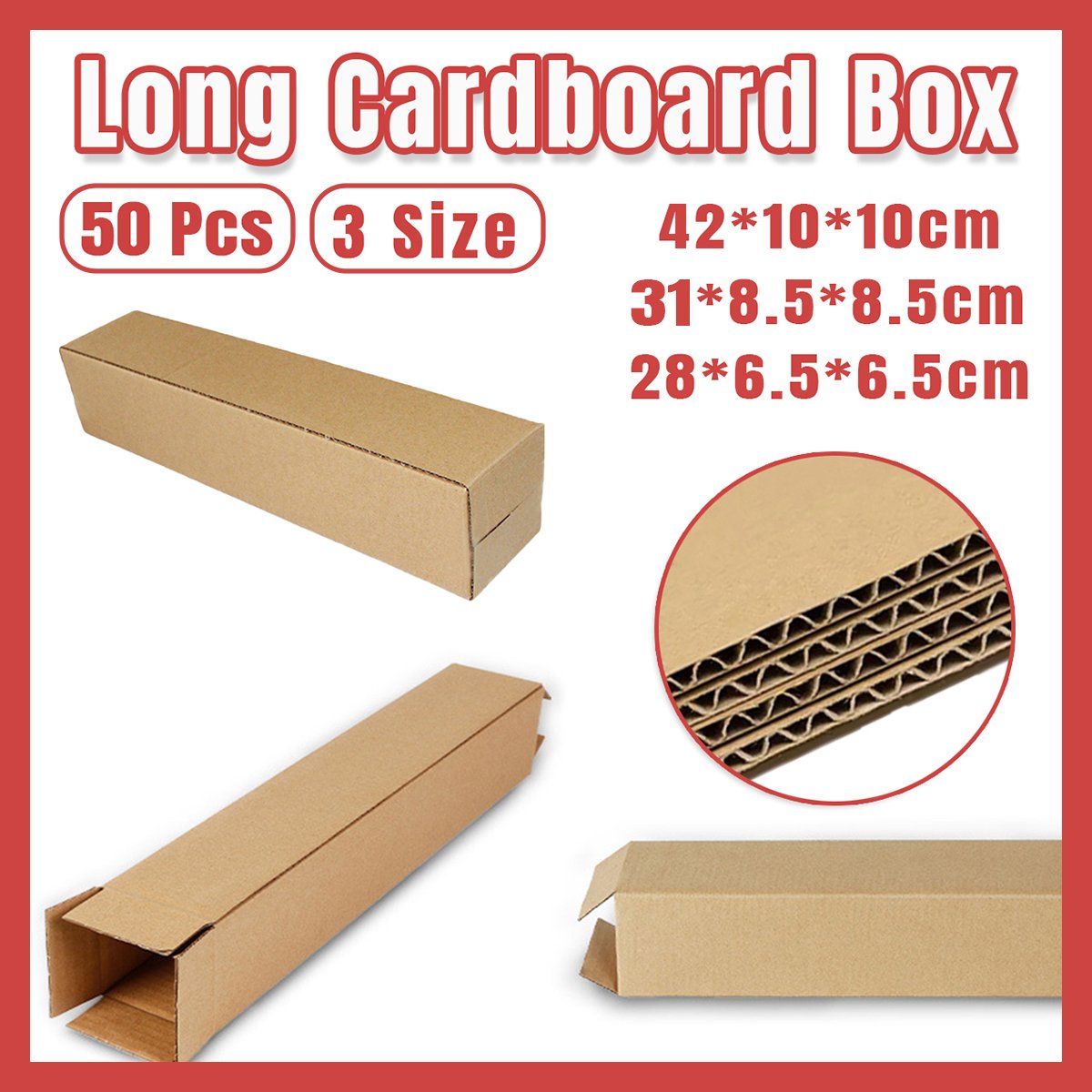 Long Carton Paper Box Brown 50PCS Small Size