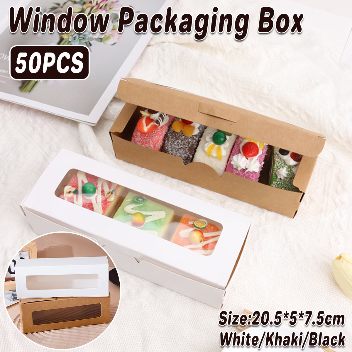 Elevate your dessert presentation with our 50PCS Kraft Paper Macaron Boxes featuring a Transparent Window!