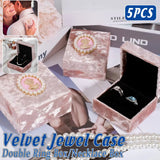 Add a touch of vintage elegance to your jewelry presentation with this 5-Piece Set of Pink Velvet Jewelry Boxes. 