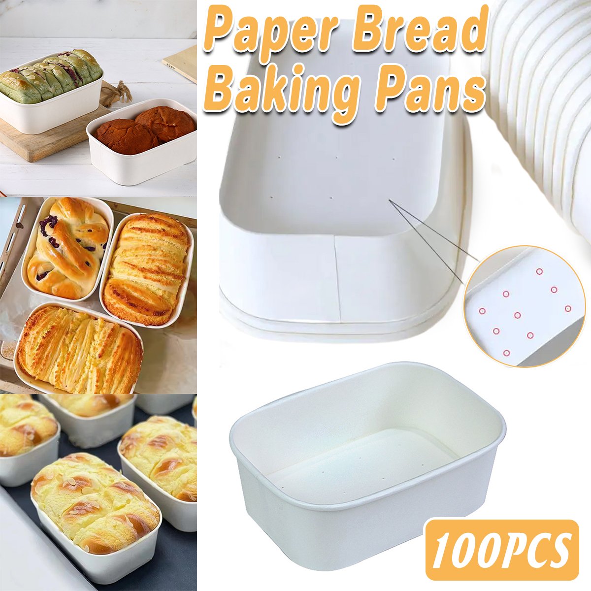 Disposable High Temperature Resistant Paper Bread Mold Box 100PCS