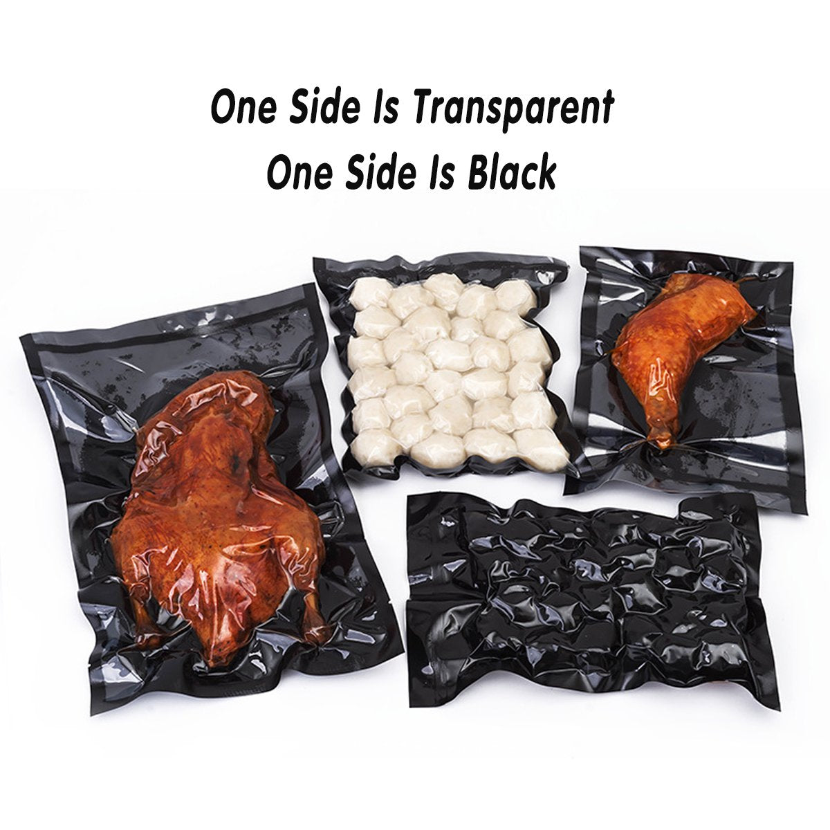 100pcs Black Transparent Vacuum Bags Air Compression Sealed Fresh Food Packaging