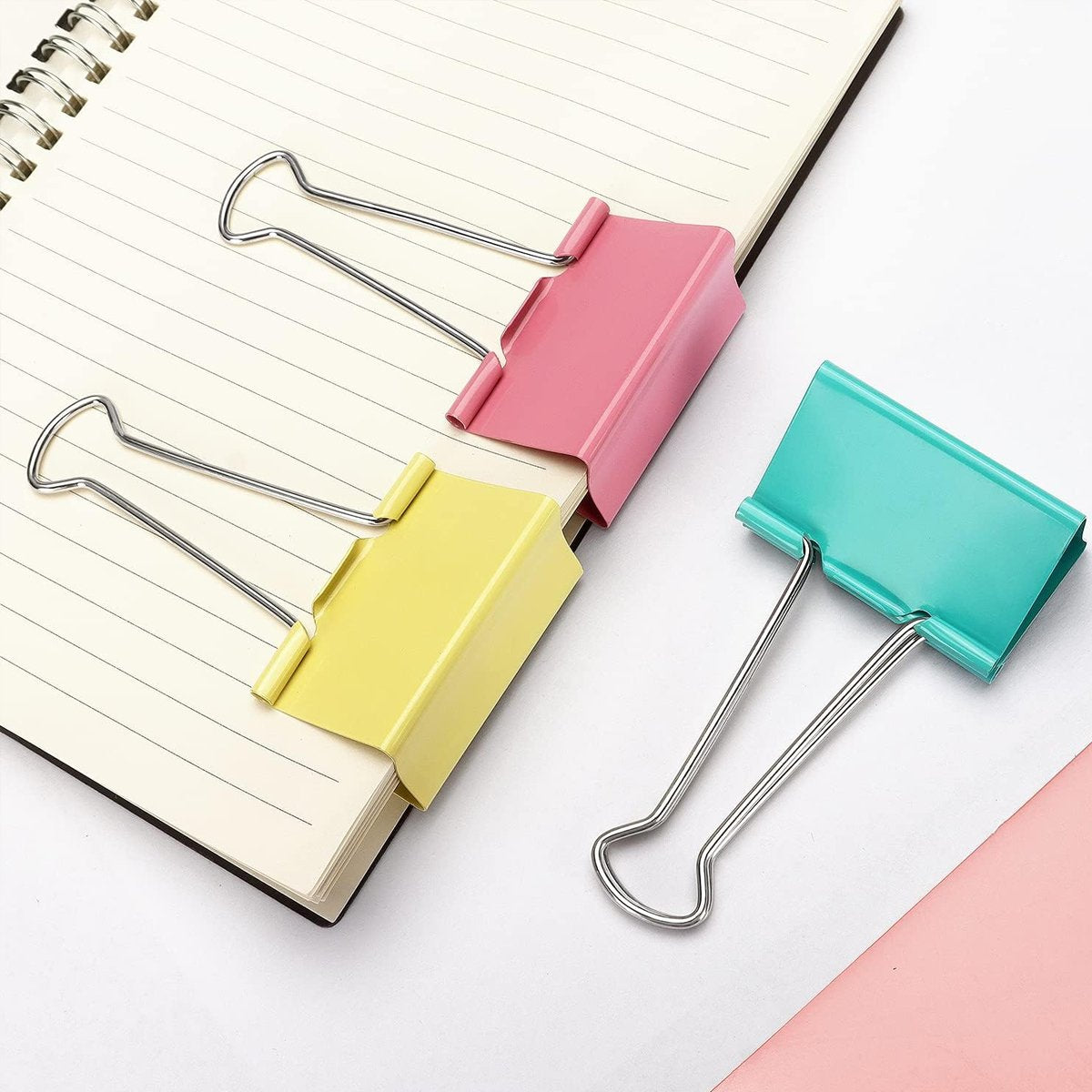 Durable Tempered Steel Colourful Binder Clips for Document Organization 12pcs