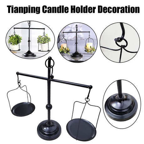 Black iron Balance Scale Candlestick 1PC