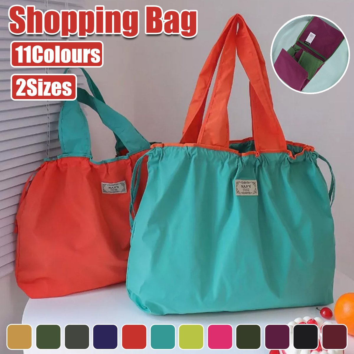 Fabric Tote Reusable Grocery Bag Large Capacity 1PC