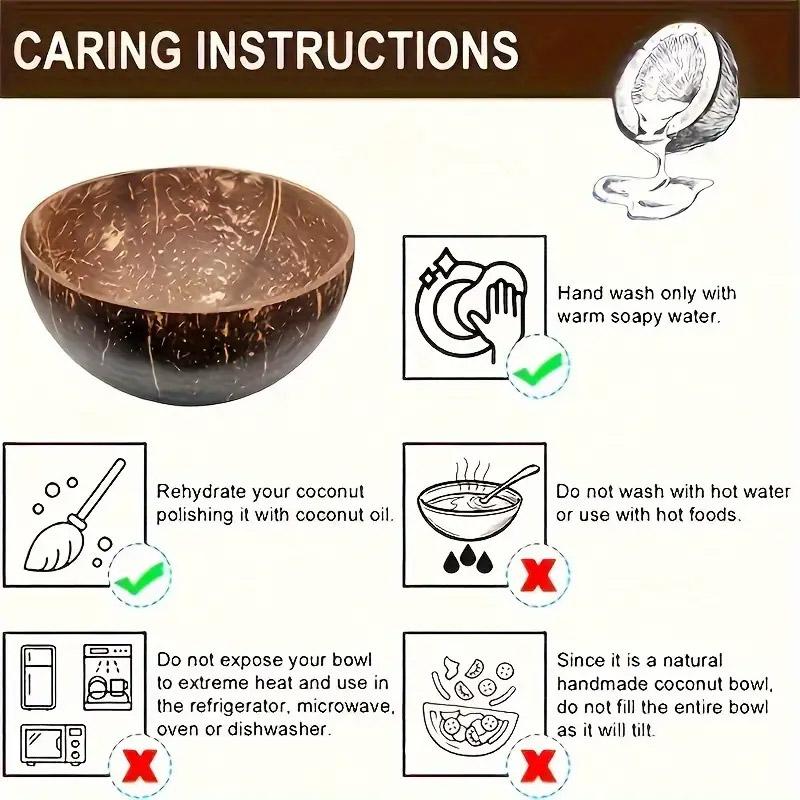 Natural Coconut Shell Bowls 4PCS