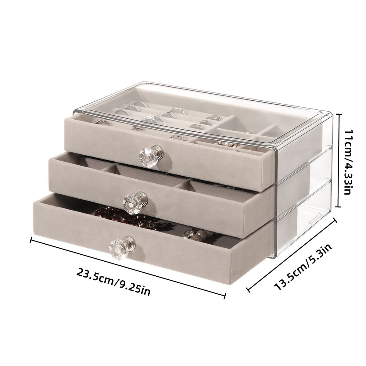 Organize and showcase your precious jewelry with this 3-layer Jewelry Storage Box.