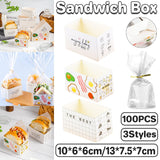 Paper Sandwich Boxes with Multicoloured Designs 100PCS