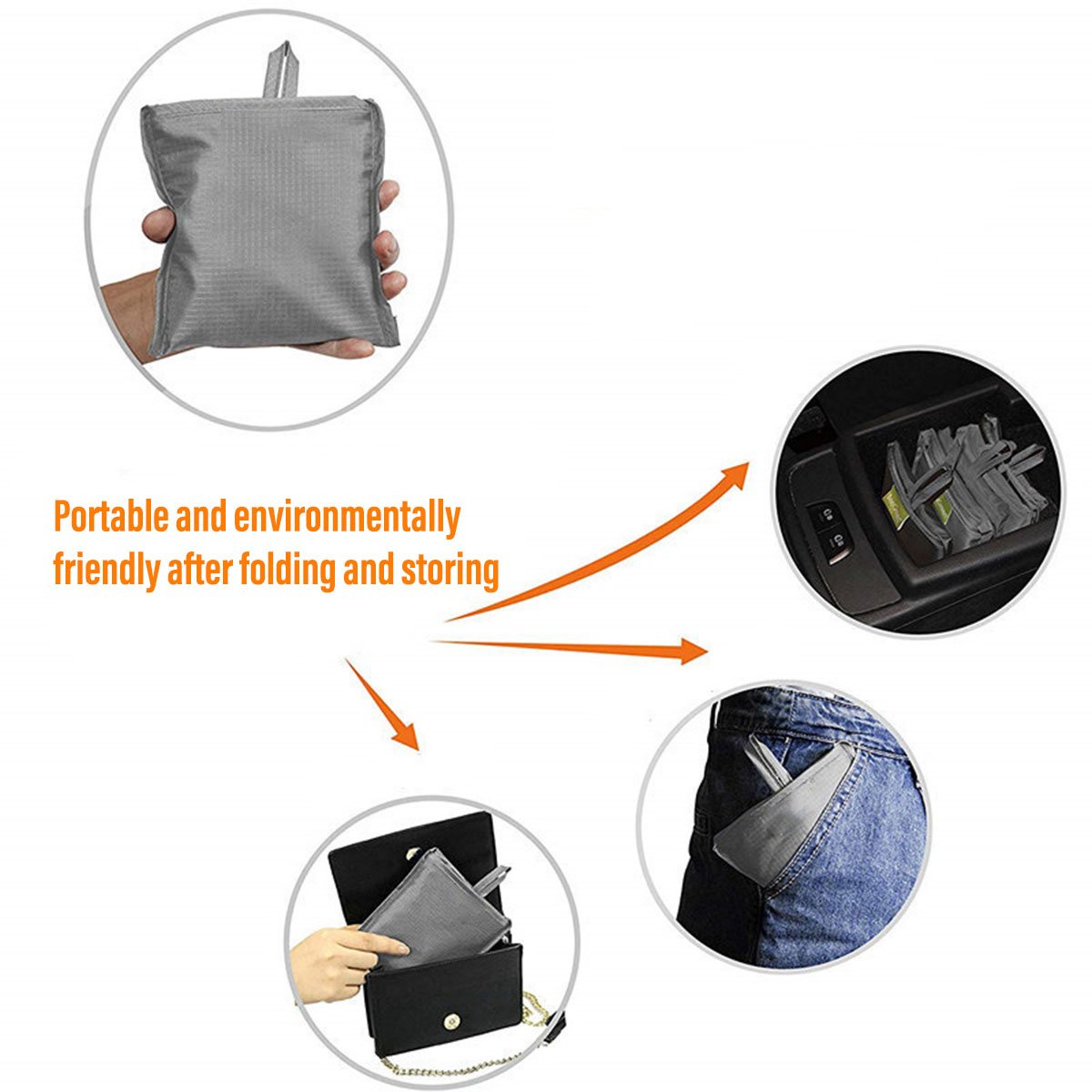 2pcs Foldable Portable Shopping Bags Reusable Eco-Friendly Washable Storage Bags