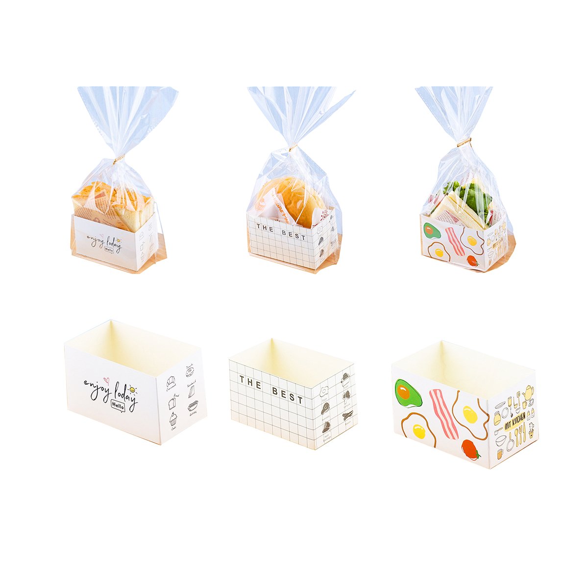 Paper Sandwich Boxes with Multicoloured Designs 100PCS