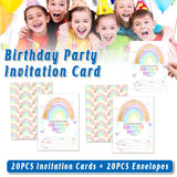 Rainbow Party Invitation Cards 20PCS