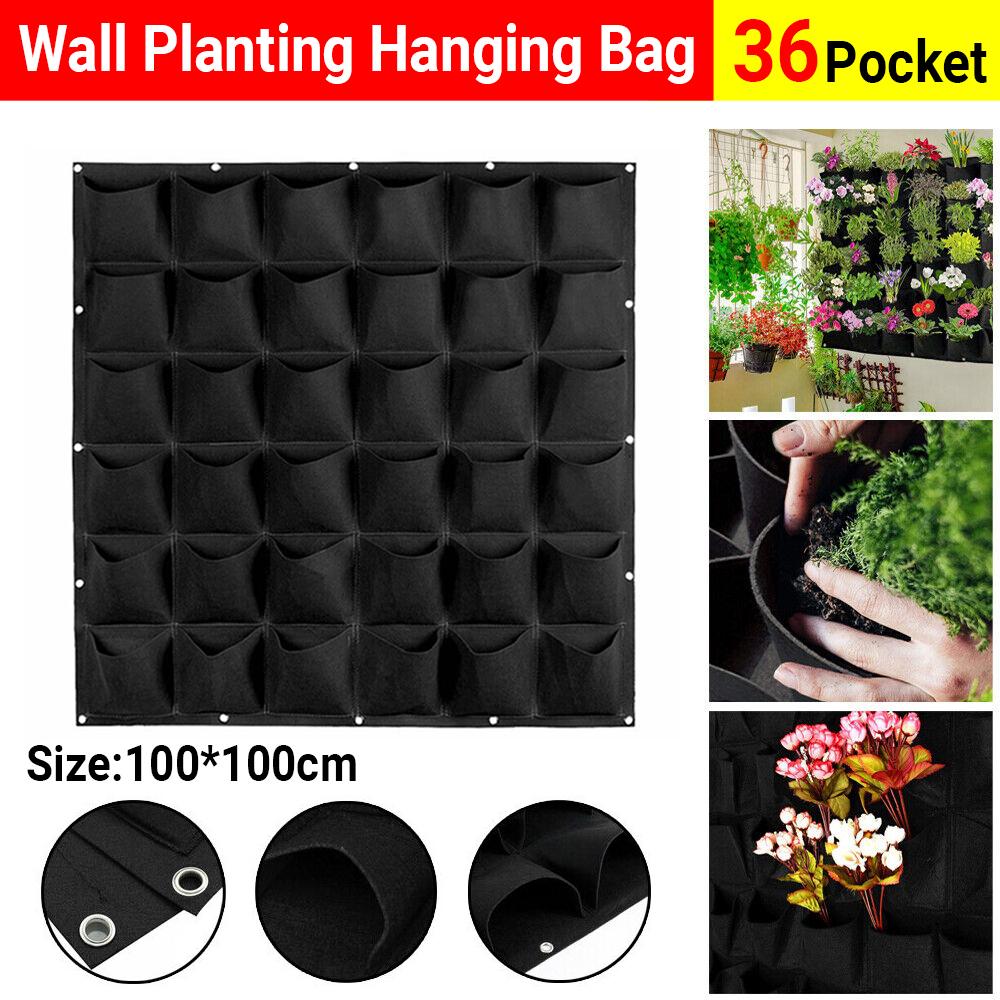 36 Pocket Planter Outdoor Vertical Garden Wall Planting Hanging Bag for Herbs