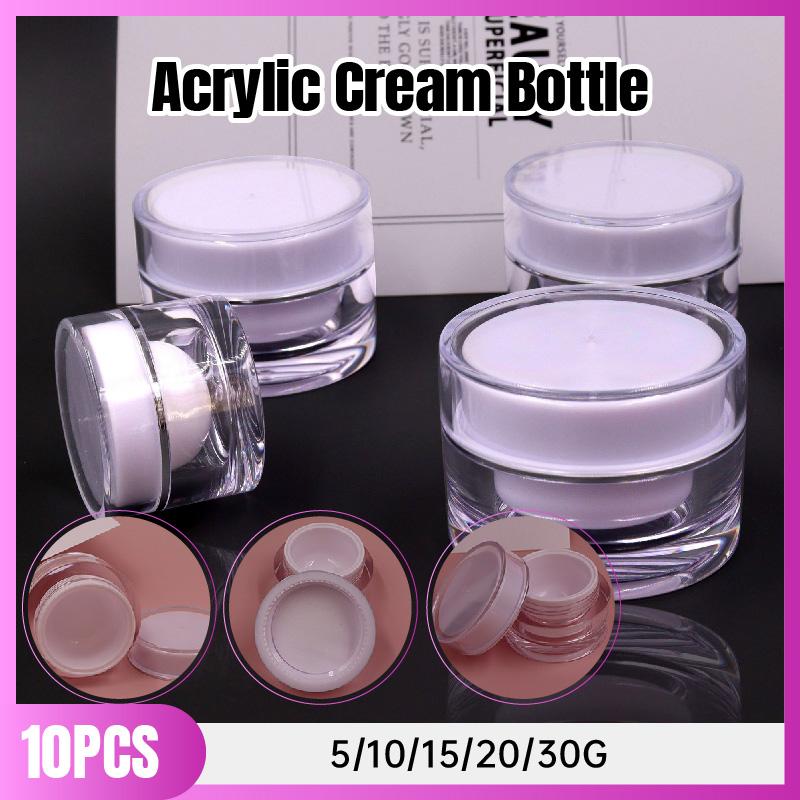 High-Quality Clear Acrylic Cream Bottles for Skincare Storage Acrylic Cream Bottles 10pcs