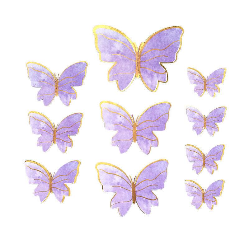 10PCS Butterfly Paper Topper Cake Happy Birthday Theme Festival Decoration DIY